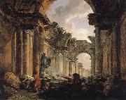 ROBERT, Hubert Imaginary View of the Grande Galerie in the Louvre in Ruins Germany oil painting artist
